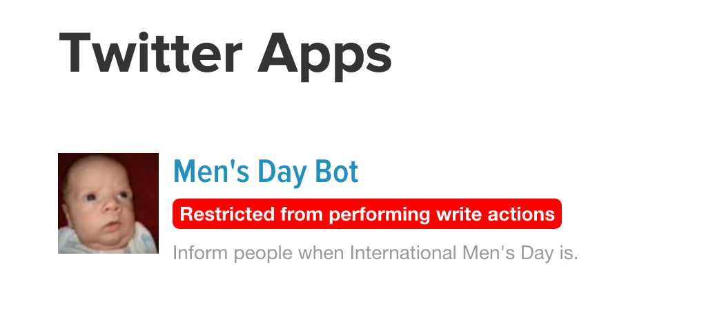 MensDayBot restricted from performing write actions